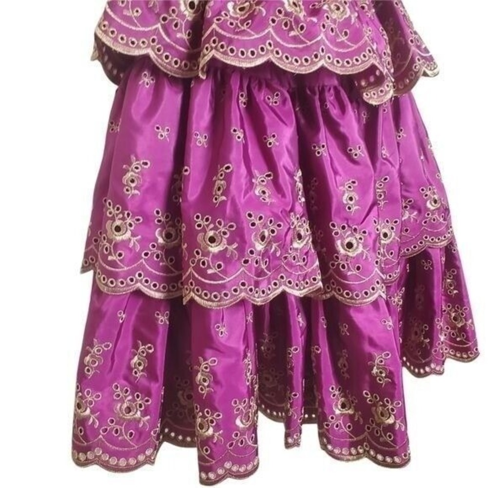 Betsey Johnson Womens Y2K Fairy Tiered Embroidered Halter Dress 2 Magenta NEW - Picture 11 of 16